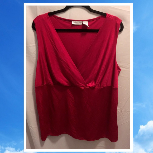 Worthington Tops - 2X Worthington Sleeveless Top Deep Red Slinky